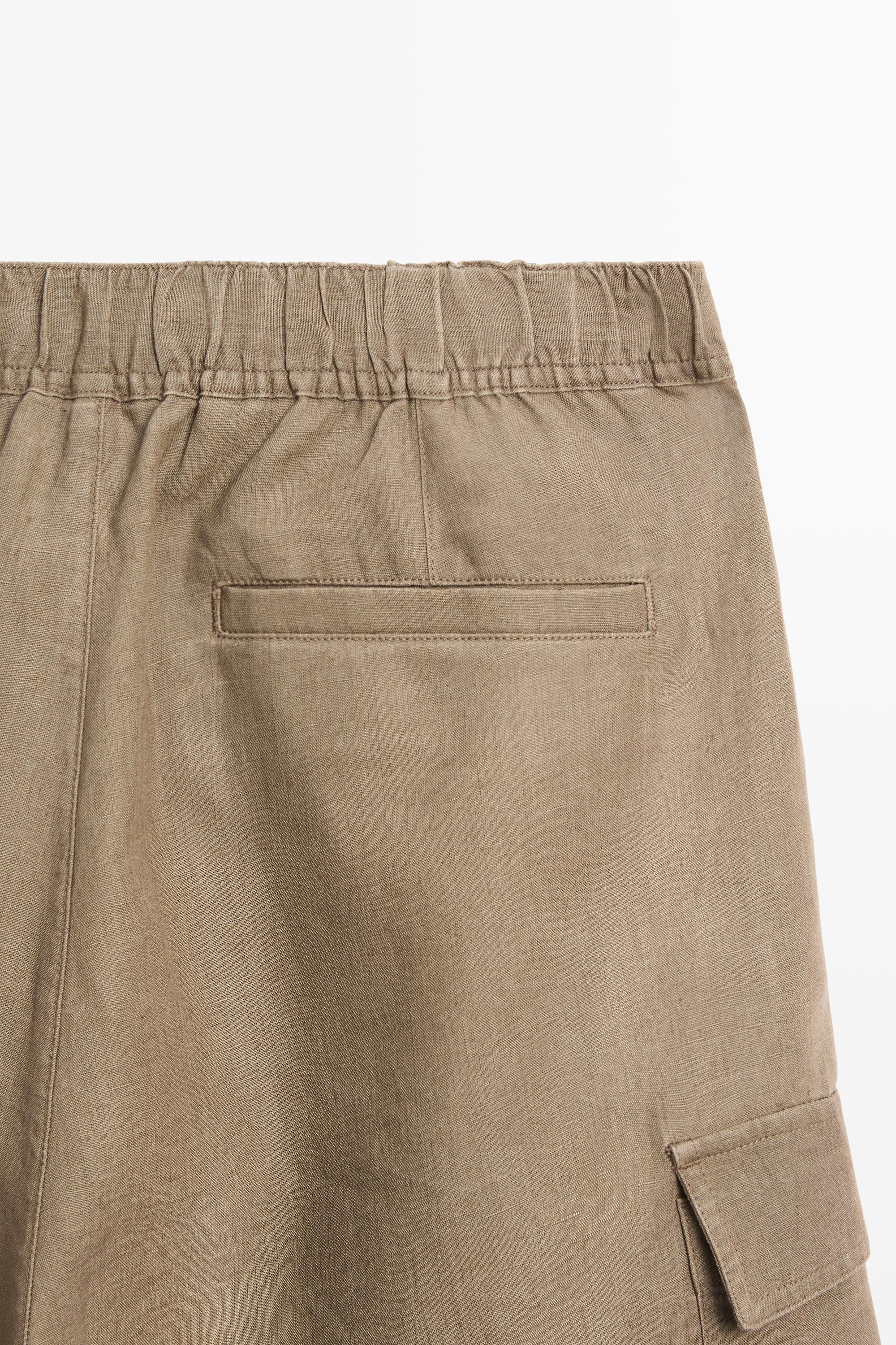 100% linen cargo Bermuda shorts